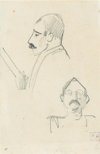 PAUL GAUGUIN Étude de Chats; Deux Têtes dhommes.